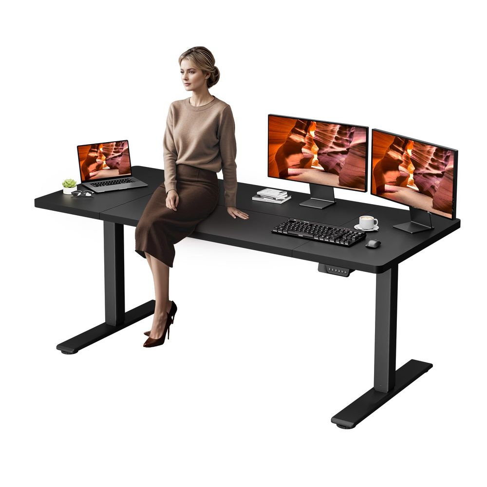L Shaped Desk Setup - 71 x 30 inch Electric Standing