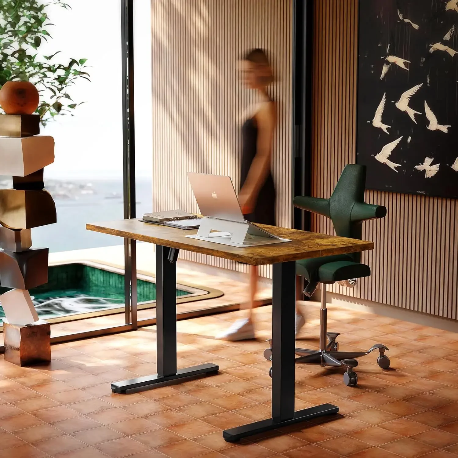 L Shaped Desk Setup - Electric Standing Desk, 55 x 24