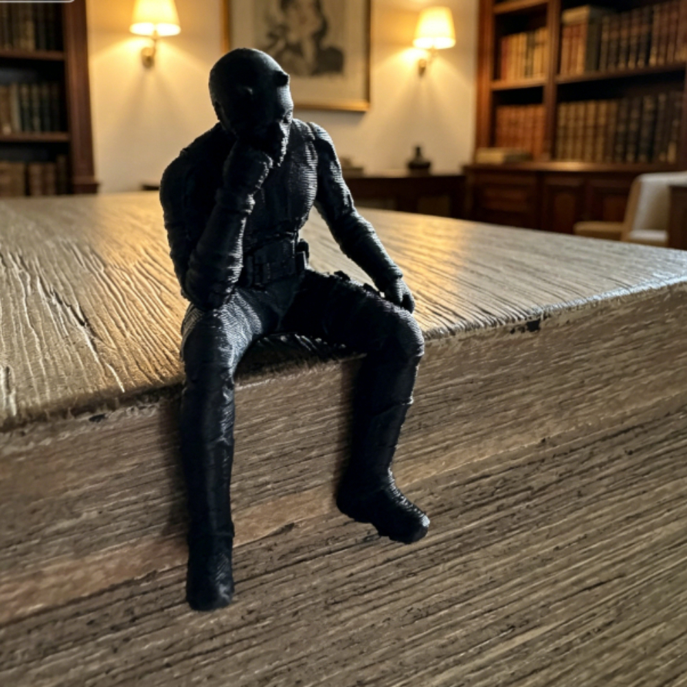 Desk Setup Tech - Black Tactical Masked Figurine 3D Printed