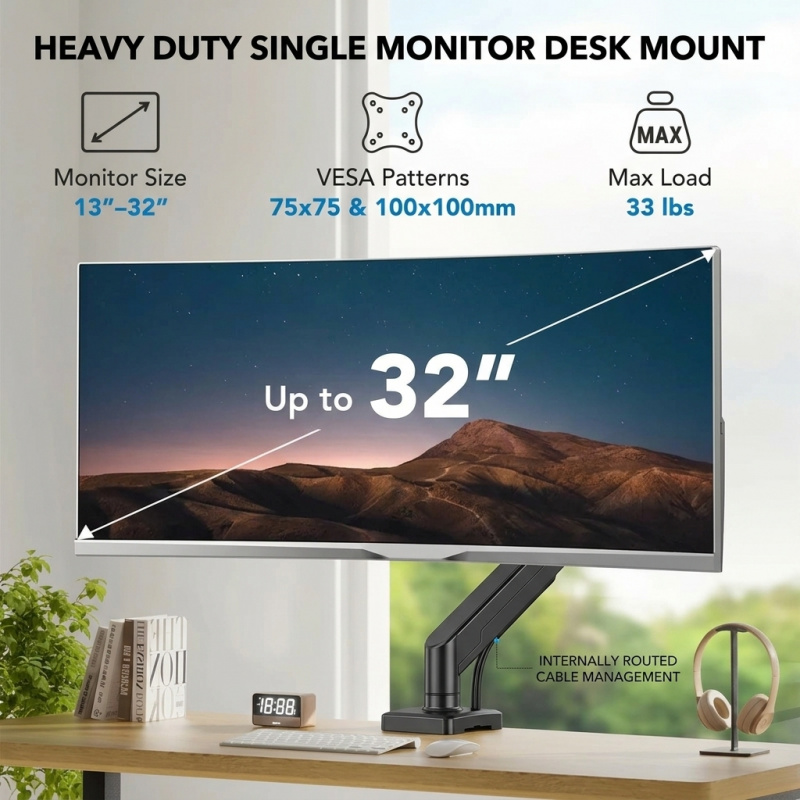Desk Setup Tech - Heavy Duty Monitor Arm Bracket 32Inches