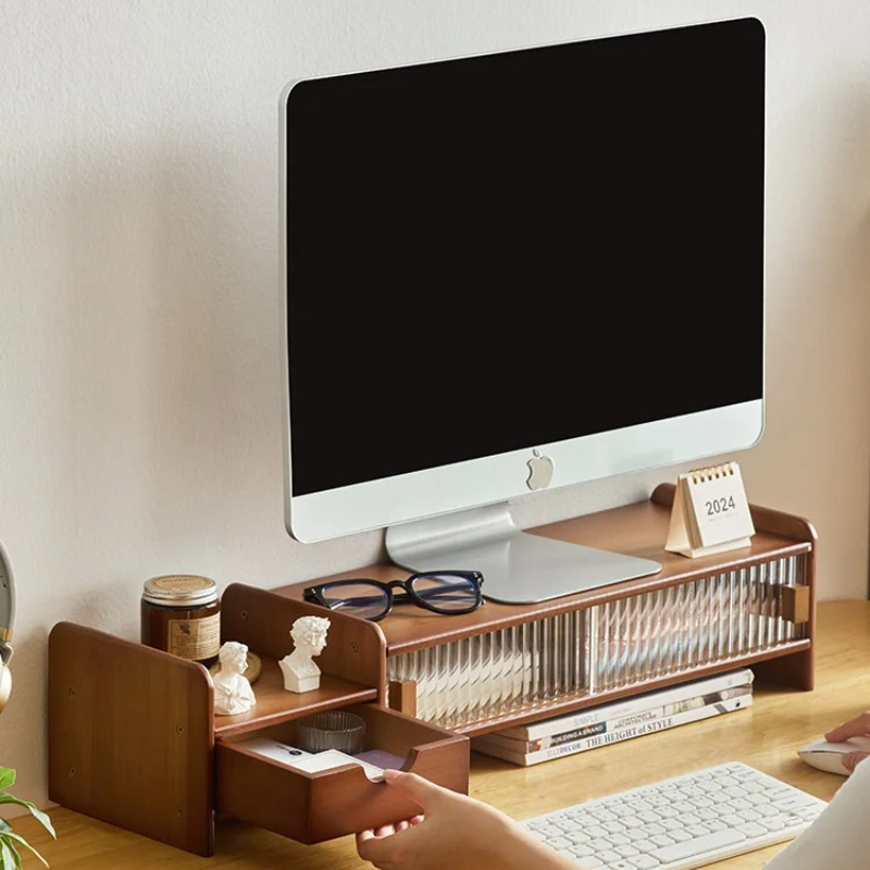 Desk Setup Riser - ‌Monitor Stand with Drawer-Adjustable Computer Desk