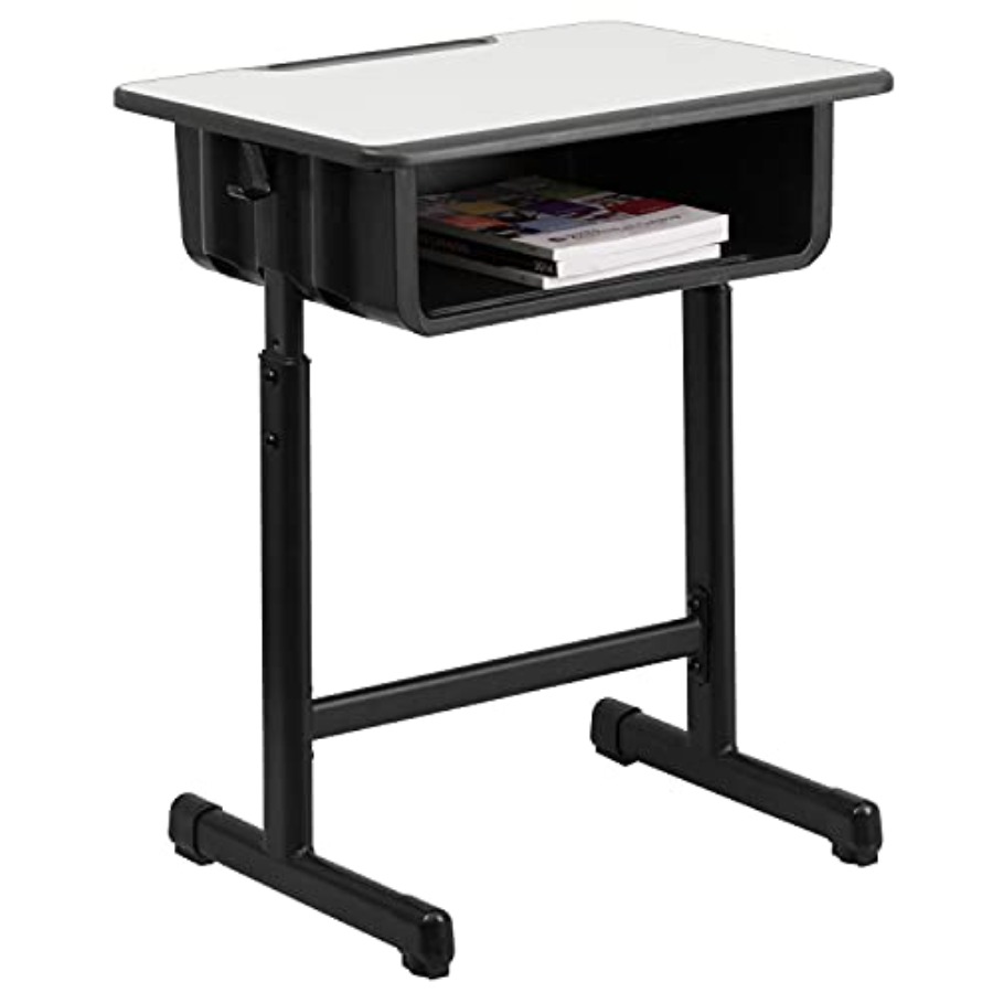 Desk Setup Height - Adjustable-height open-front student desk designed for
