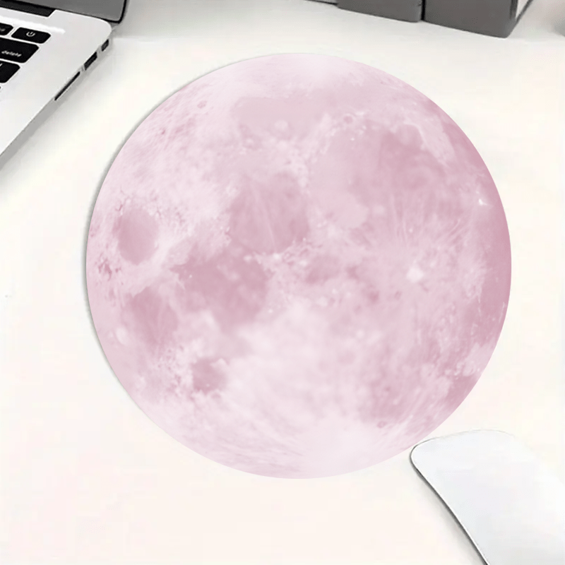 Desk Setup Simple - Moon pattern round Mouse Pad Non-Slip
