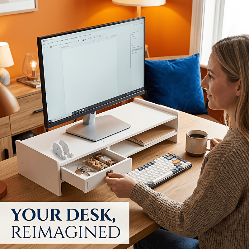 Minimalist White PVC Monitor S - Desk Setup Riser 리뷰 및 가격