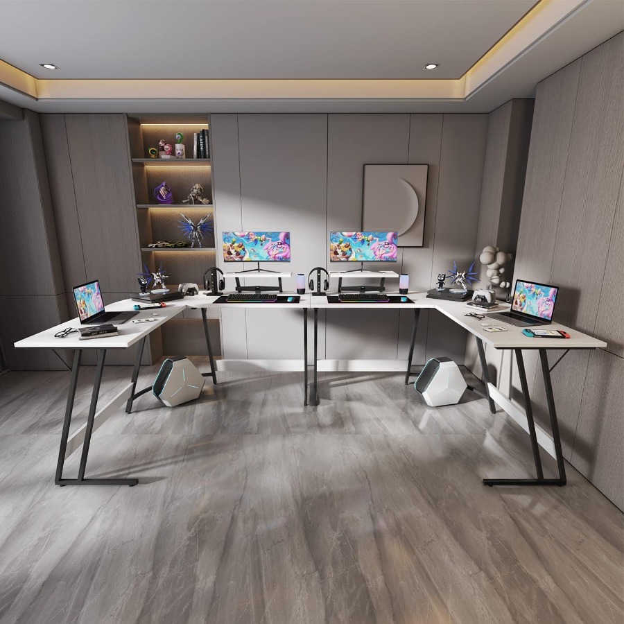 L Shaped Gaming Desk with Larg - Desk Setup Riser 리뷰 및 가격