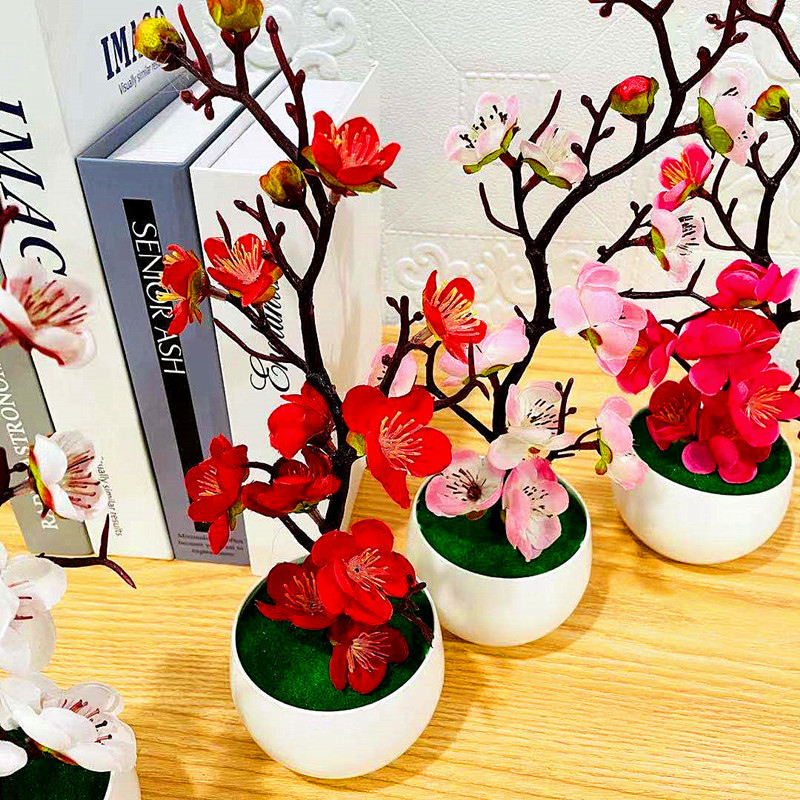 Simulation Plum Flower Pot Pla - Desk Setup Plant 리뷰 및 가격
