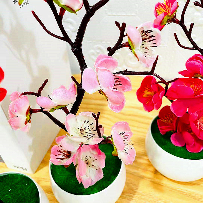 Simulation Plum Flower Pot Pla - Desk Setup Plant 리뷰 및 가격