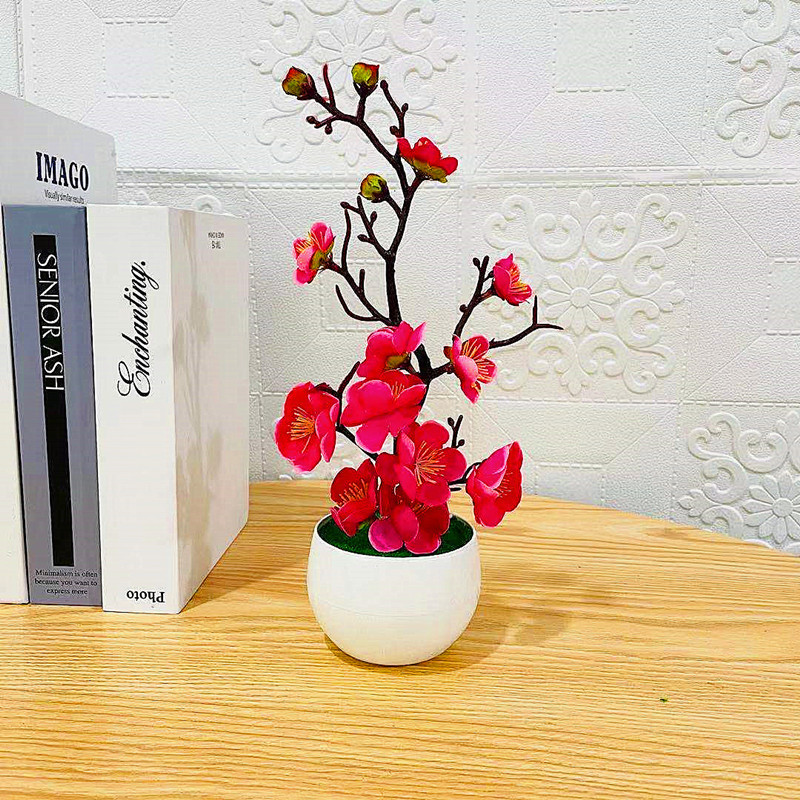 Simulation Plum Flower Pot Pla - Desk Setup Plant 리뷰 및 가격