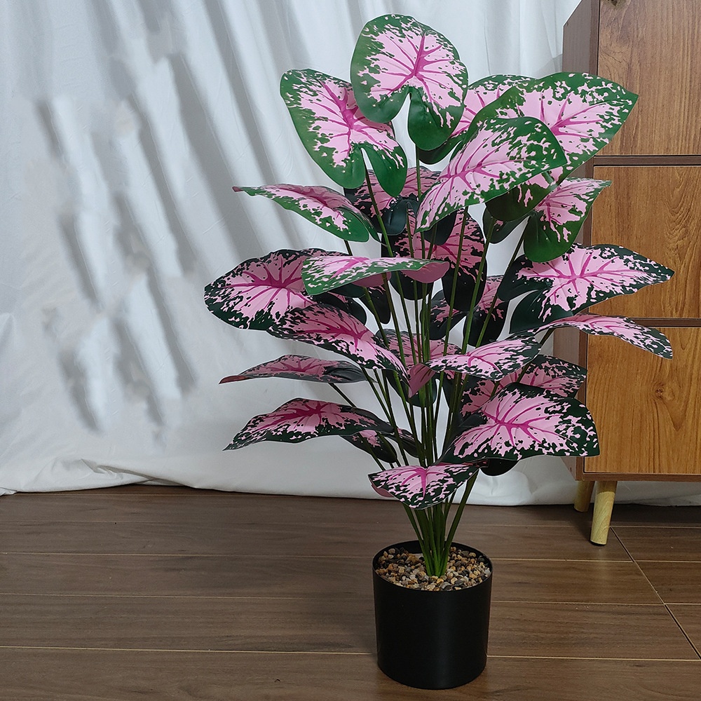 Pink Leaf Potted Plants Fake A - Desk Setup Plant 리뷰 및 가격