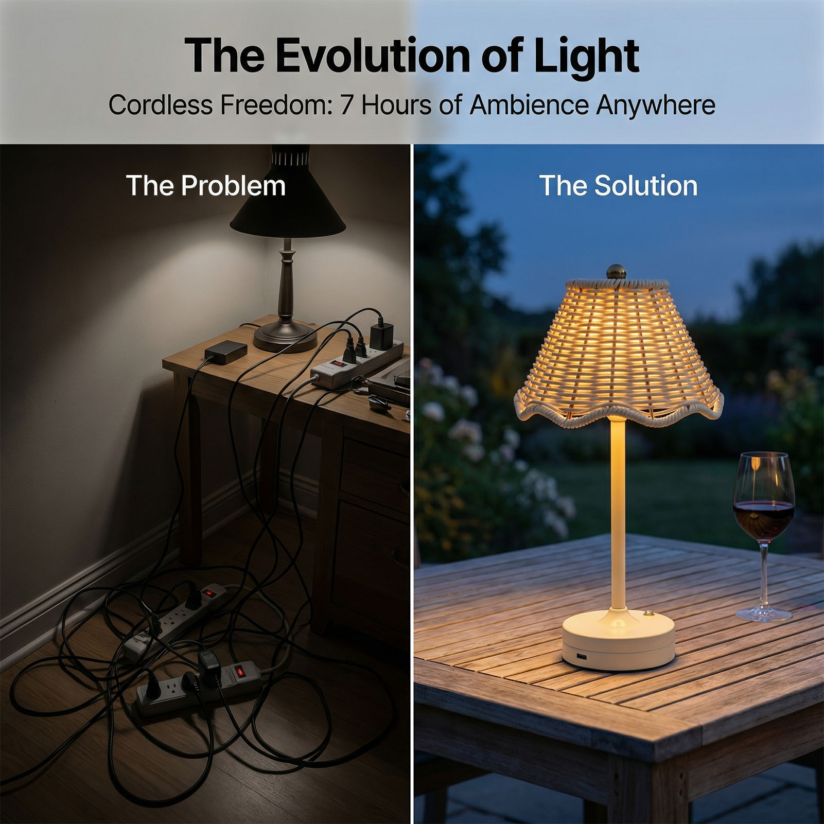 LED Vintage Rattan Table Lamp  - Desk Setup Vintage 리뷰 및 가격