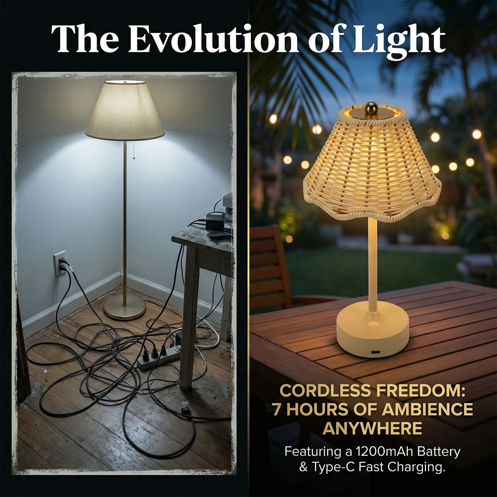 LED Vintage Rattan Table Lamp  - Desk Setup Vintage 리뷰 및 가격