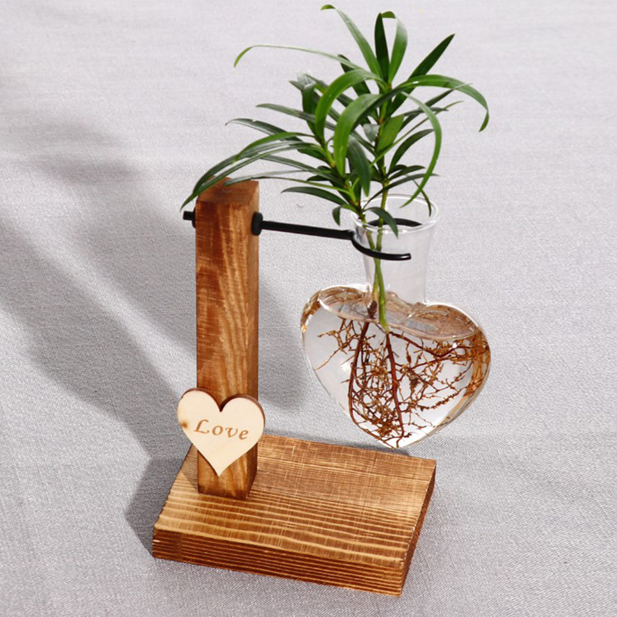 Glass Plant Vase with Wooden S - Desk Setup Plant 리뷰 및 가격