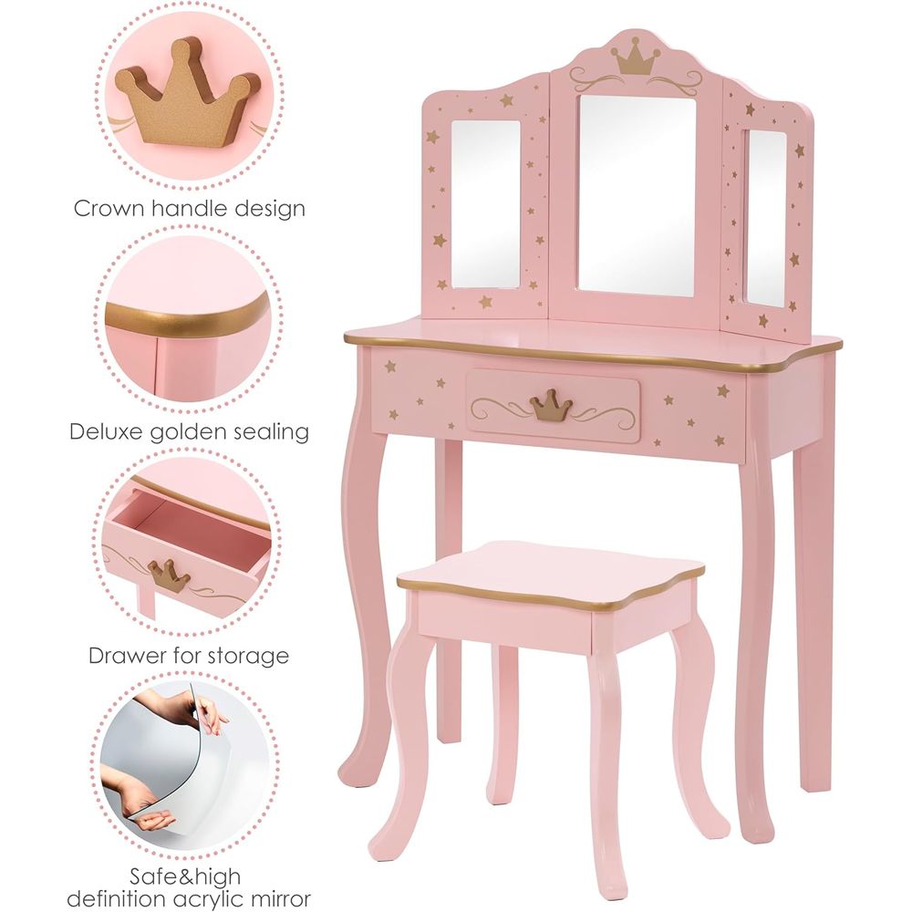 Kids Vanity Set with Mirror an - Desk Setup Bedroom 리뷰 및 가격