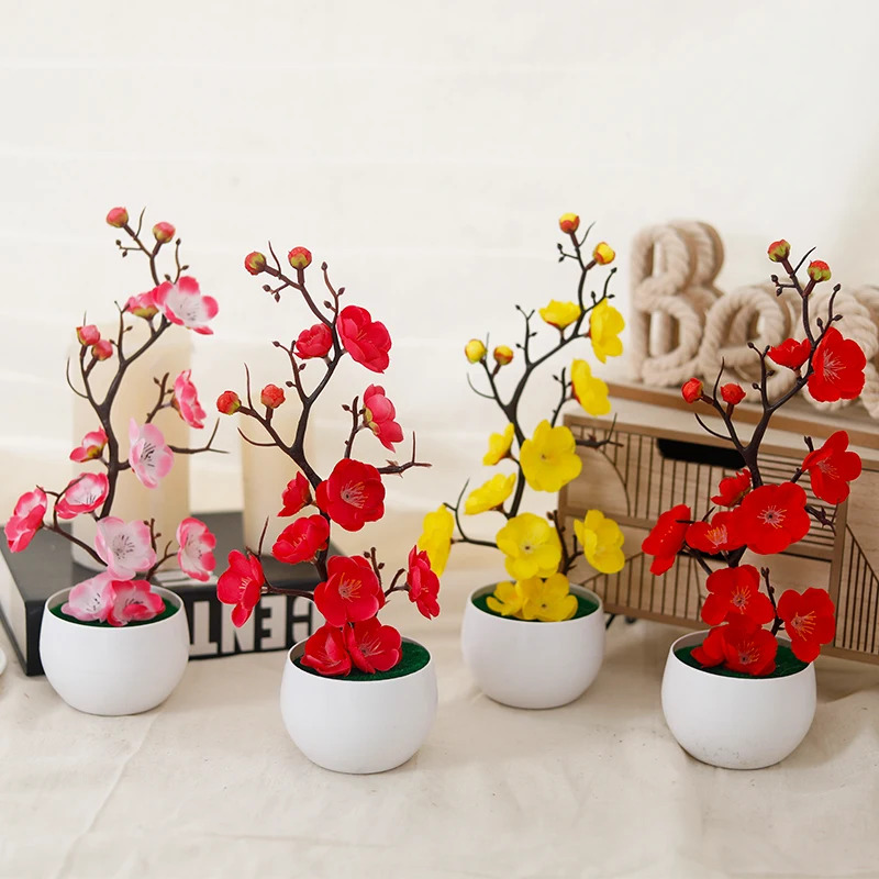 Simulation Plum Flower Pot Pla - Desk Setup Plant 리뷰 및 가격