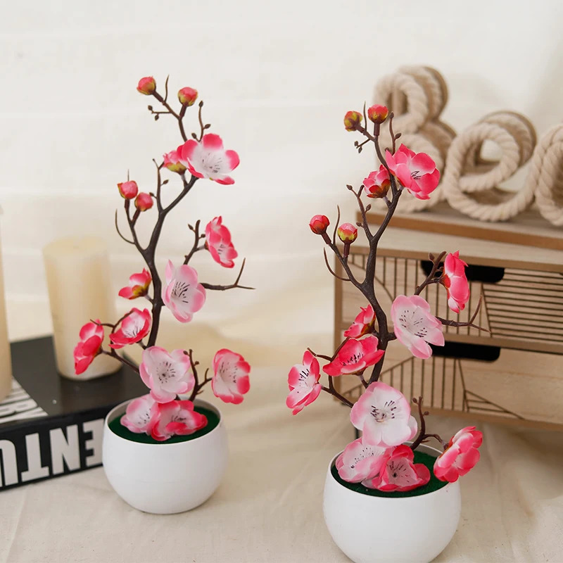 Simulation Plum Flower Pot Pla - Desk Setup Plant 리뷰 및 가격